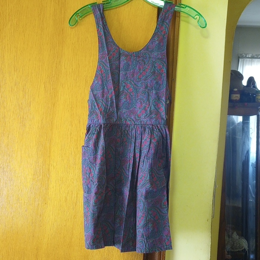 GAP Small Petite Colorful Paisley Cotton Jumper. Green Purple Magenta Red